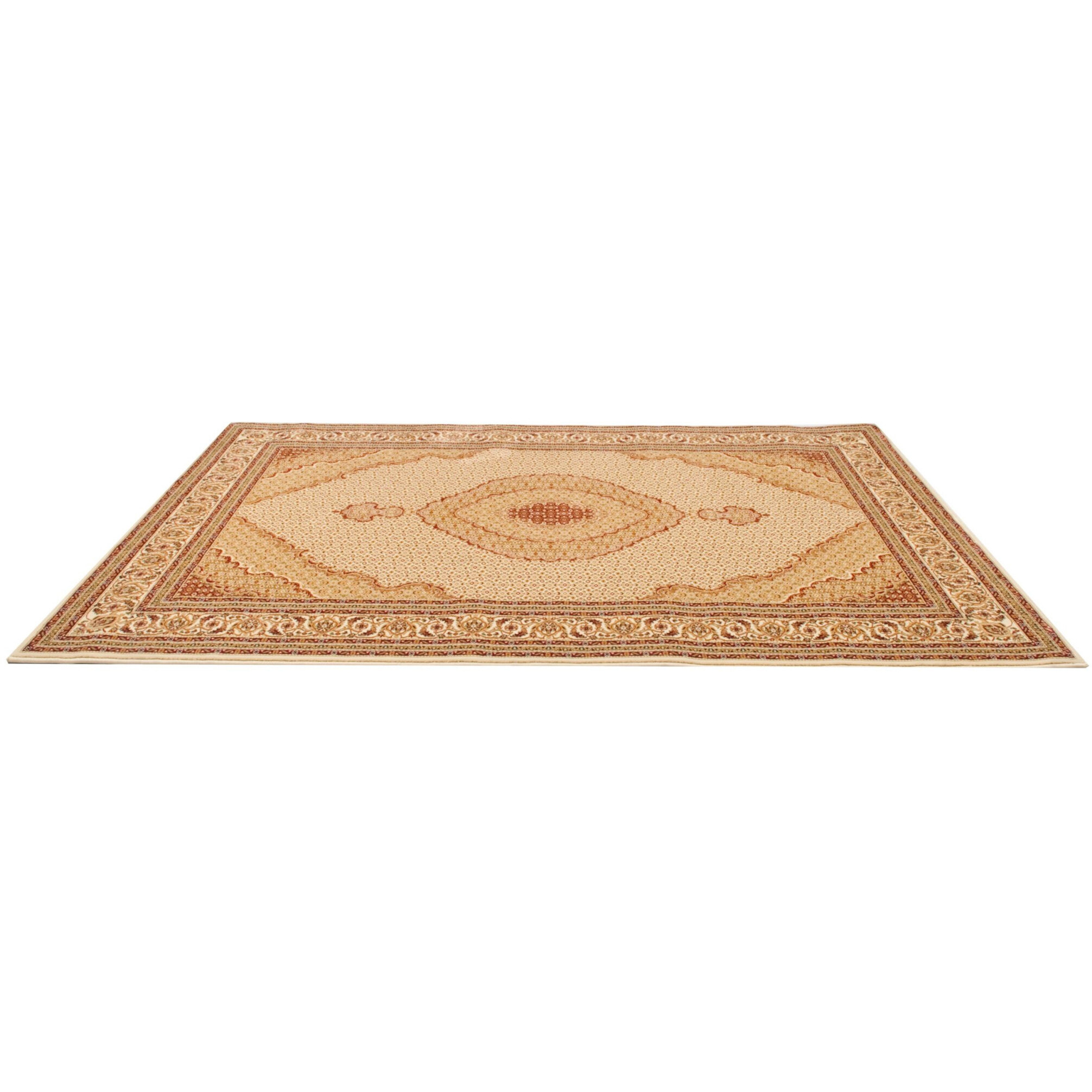 3' X 8' Cream Oriental Power Loom Stain Resistant Area Rug