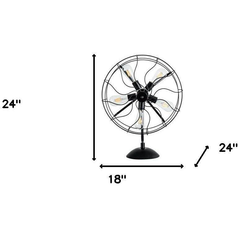 24"" Black Industrial Fan Design Metal Table Lamp