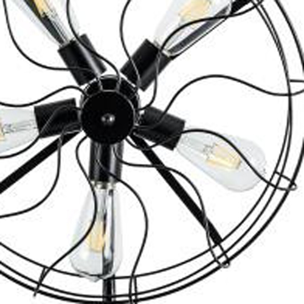 24"" Black Industrial Fan Design Metal Table Lamp