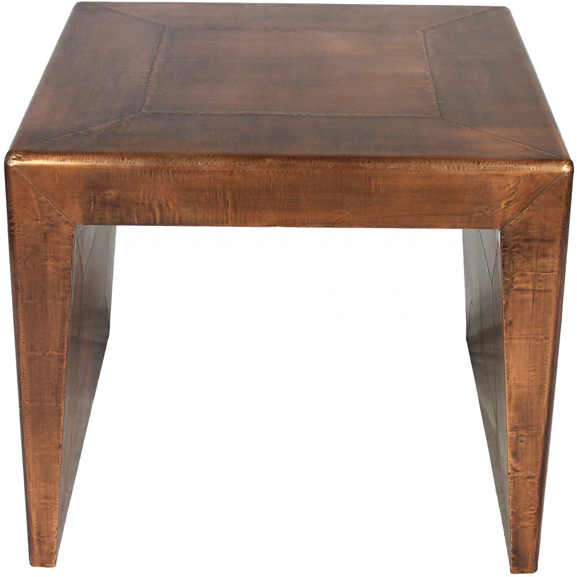 24"" Copper Rustic Solid Wood Square End Table