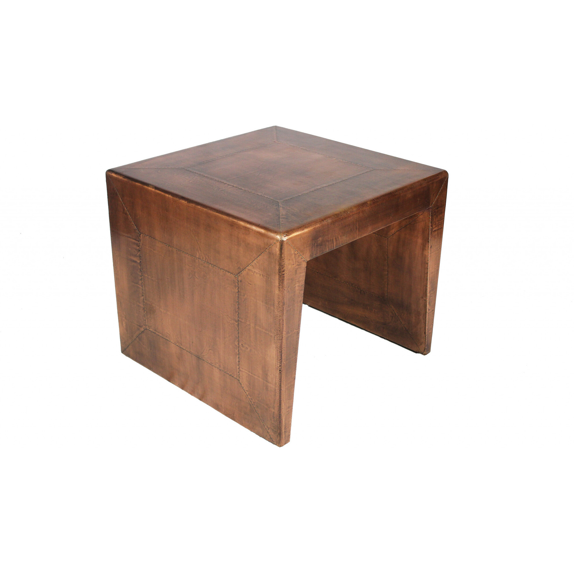 24"" Copper Rustic Solid Wood Square End Table