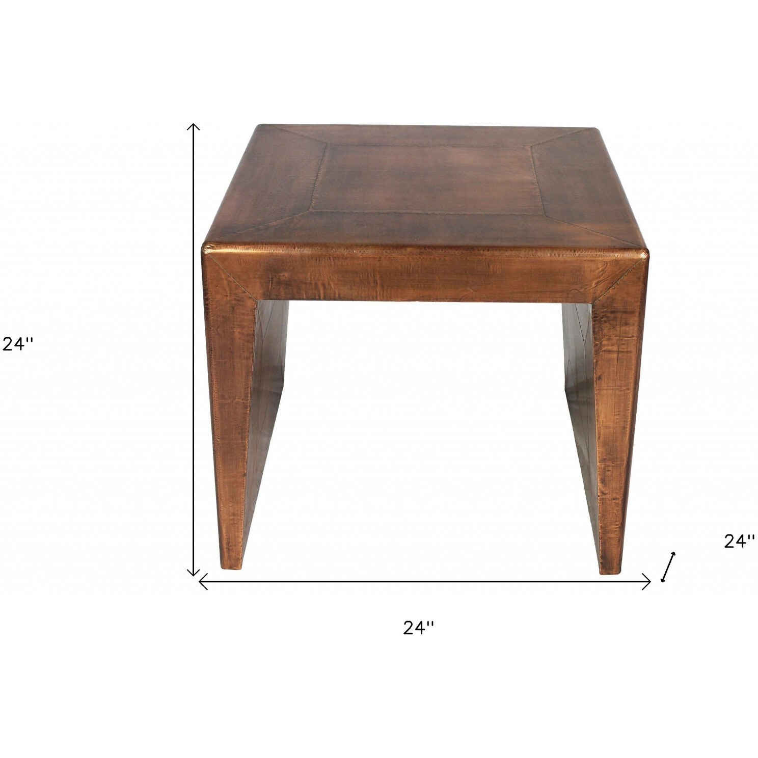 24"" Copper Rustic Solid Wood Square End Table