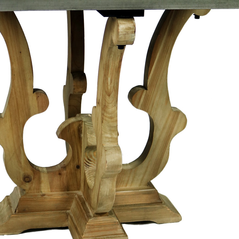 24"" Natural Brown And Gray Metal And Solid Wood Square End Table