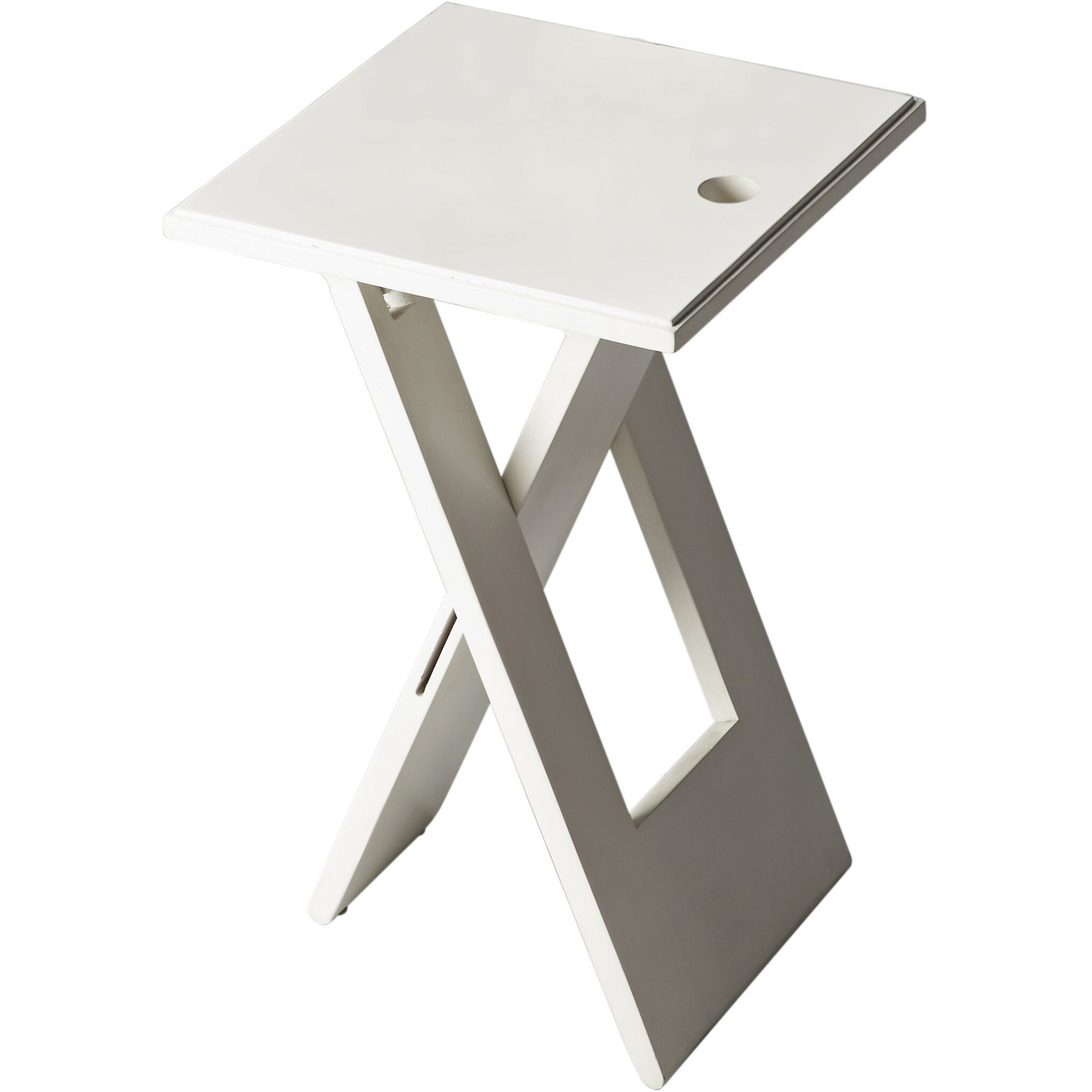 18"" White Solid Wood Square Folding End Table