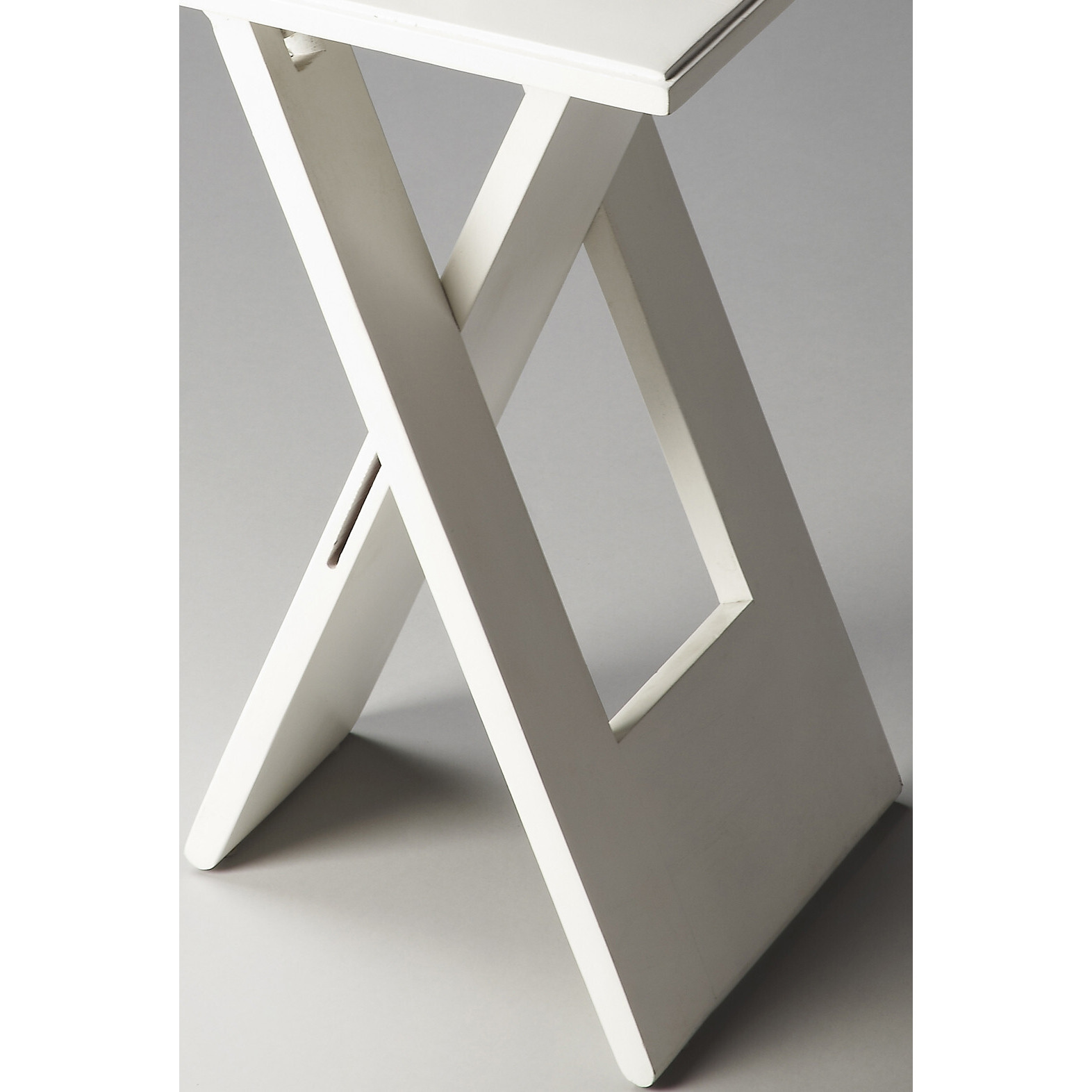 18"" White Solid Wood Square Folding End Table