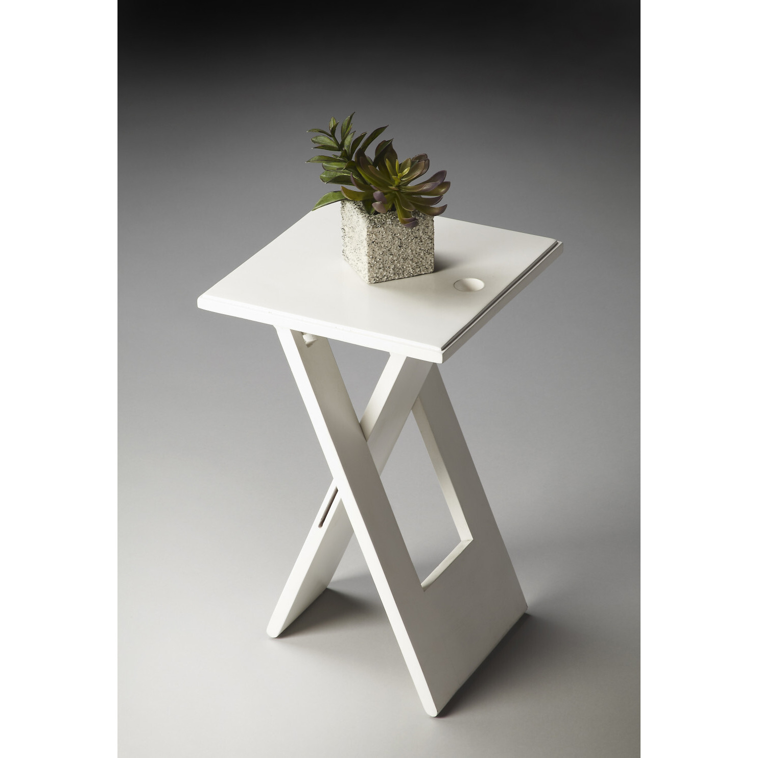 18"" White Solid Wood Square Folding End Table
