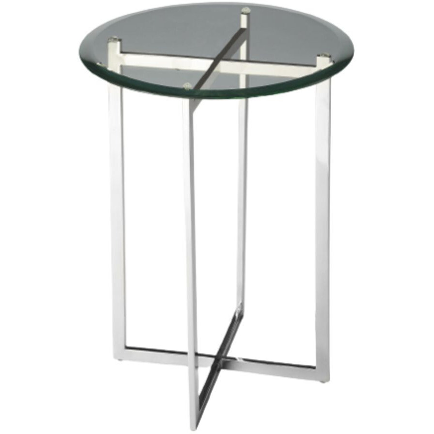 21"" Silver Geo Base And Glass Round End Table