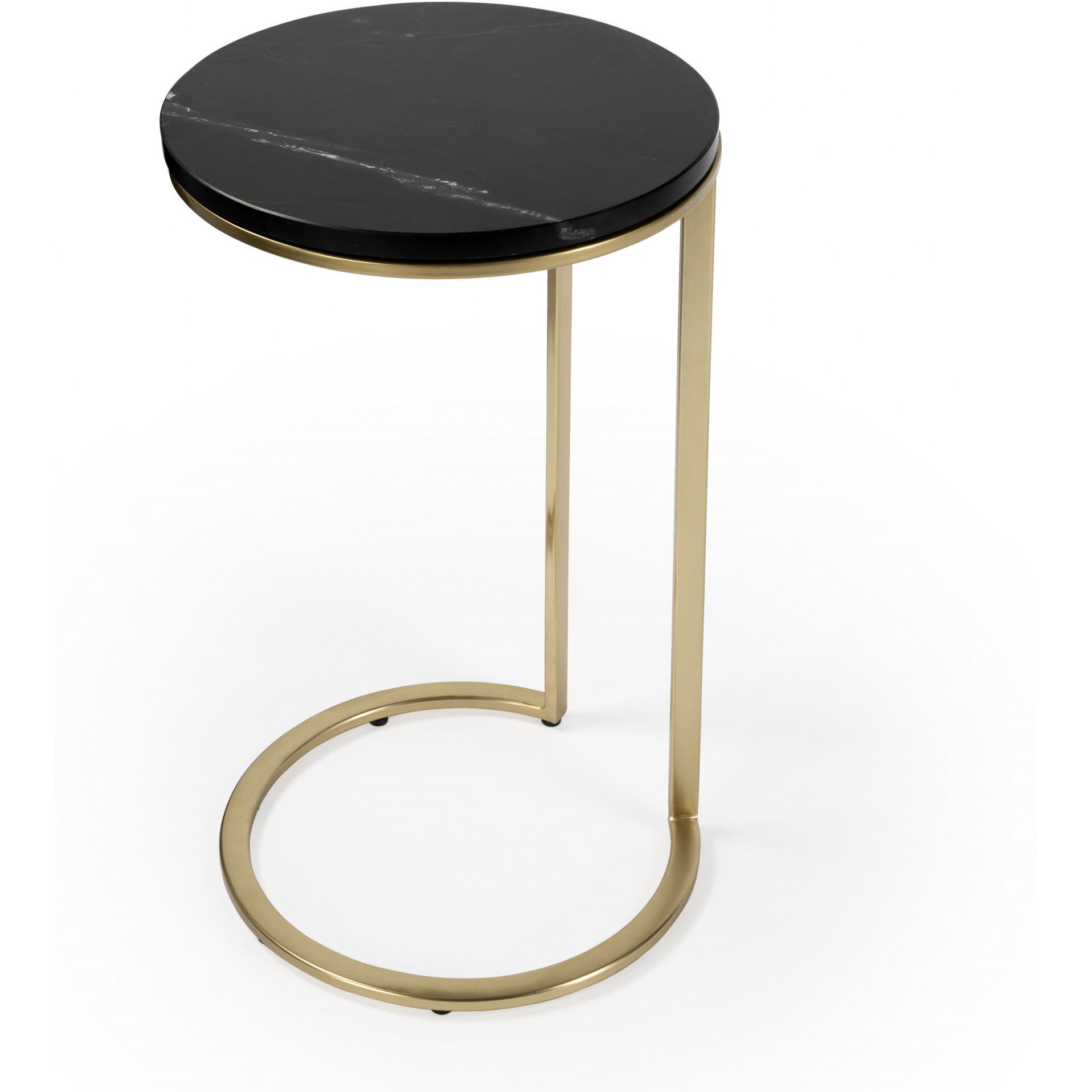 28"" Black Marble Round End Table