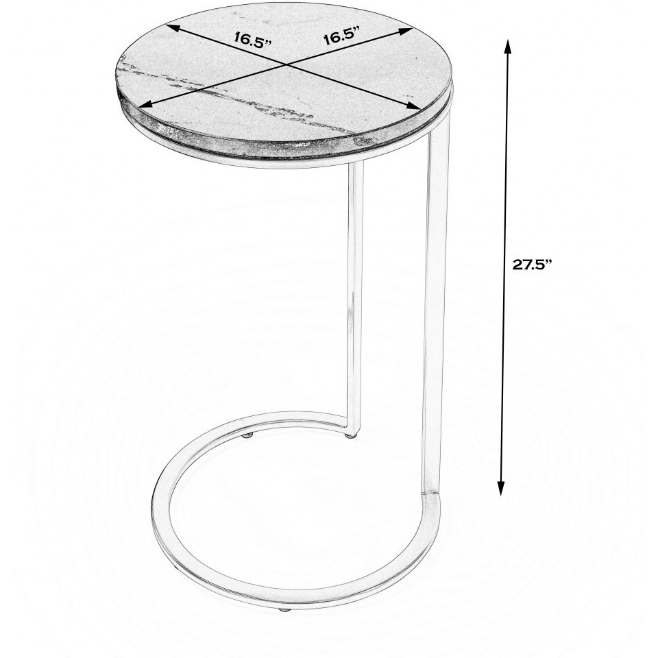 28"" Black Marble Round End Table