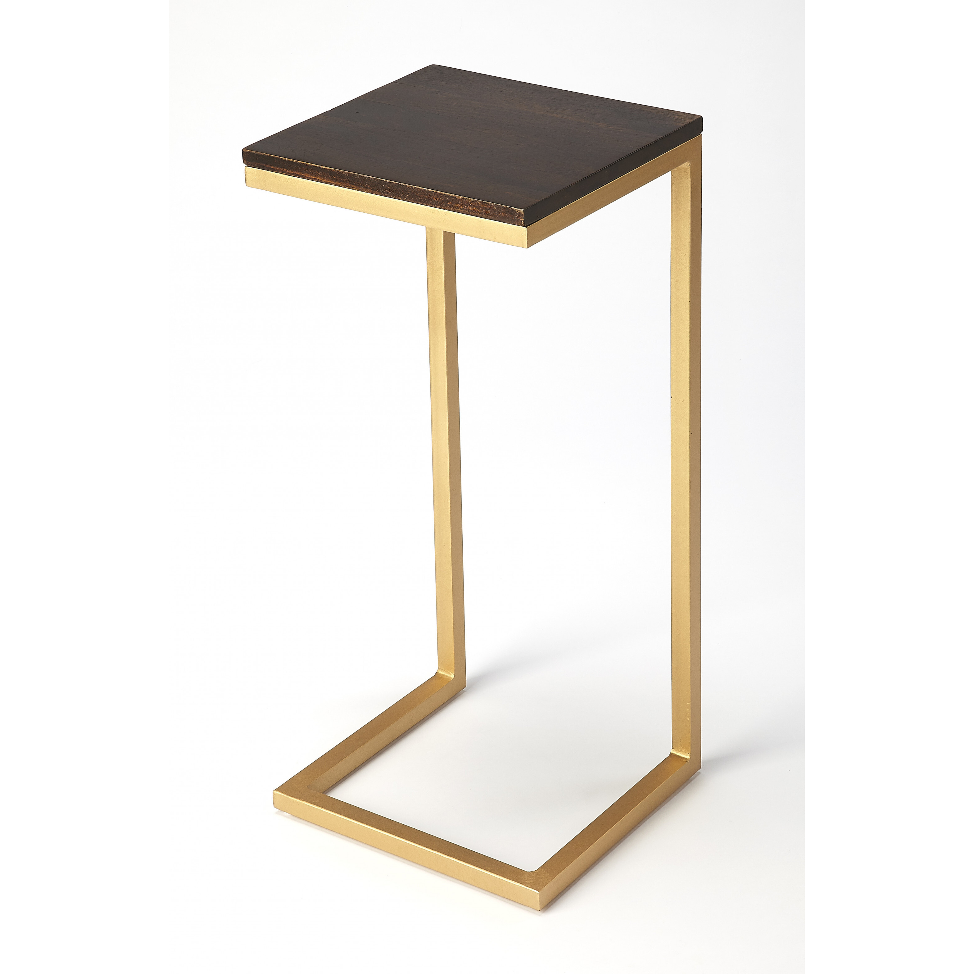26"" Gold Solid Wood Rectangular End Table