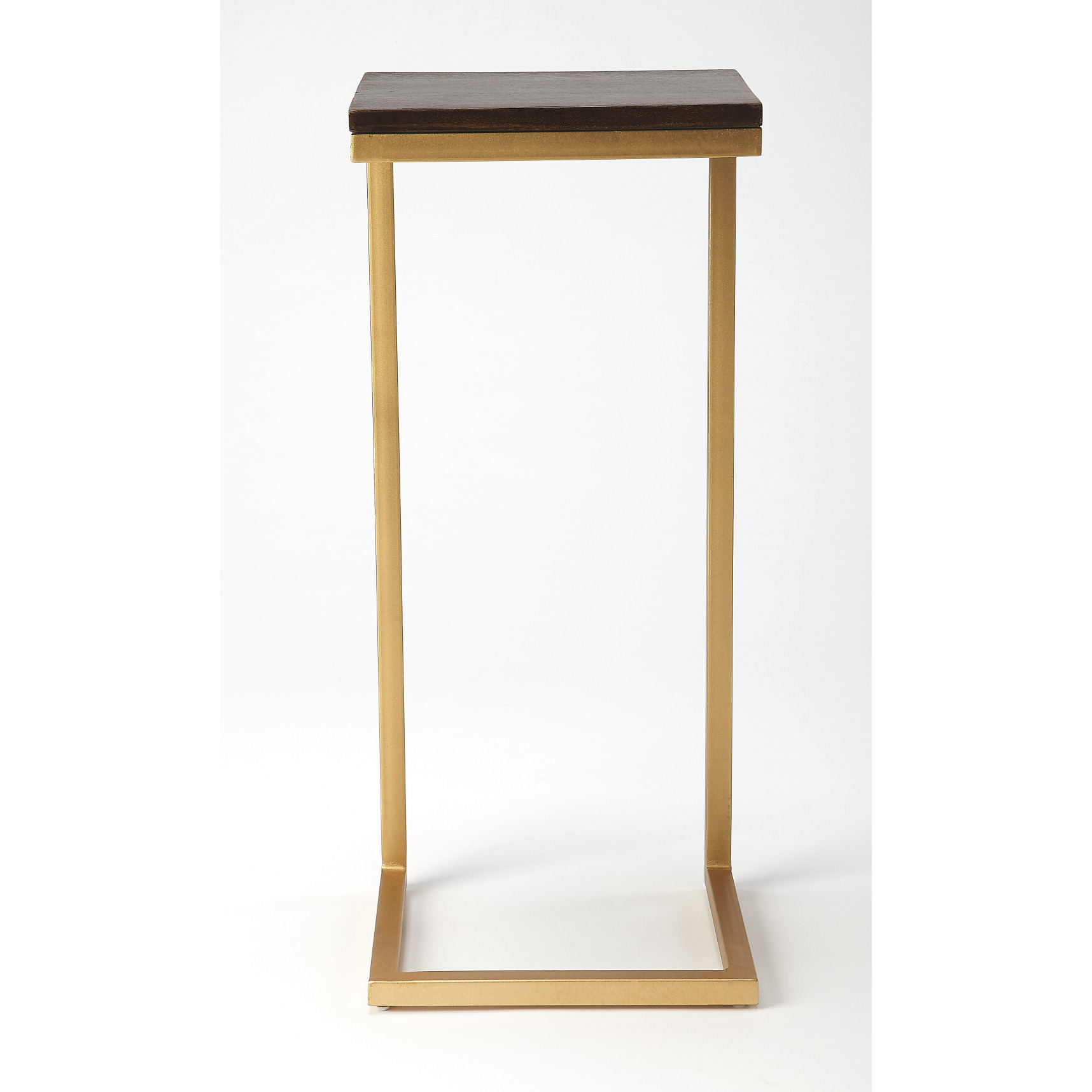 26"" Gold Solid Wood Rectangular End Table