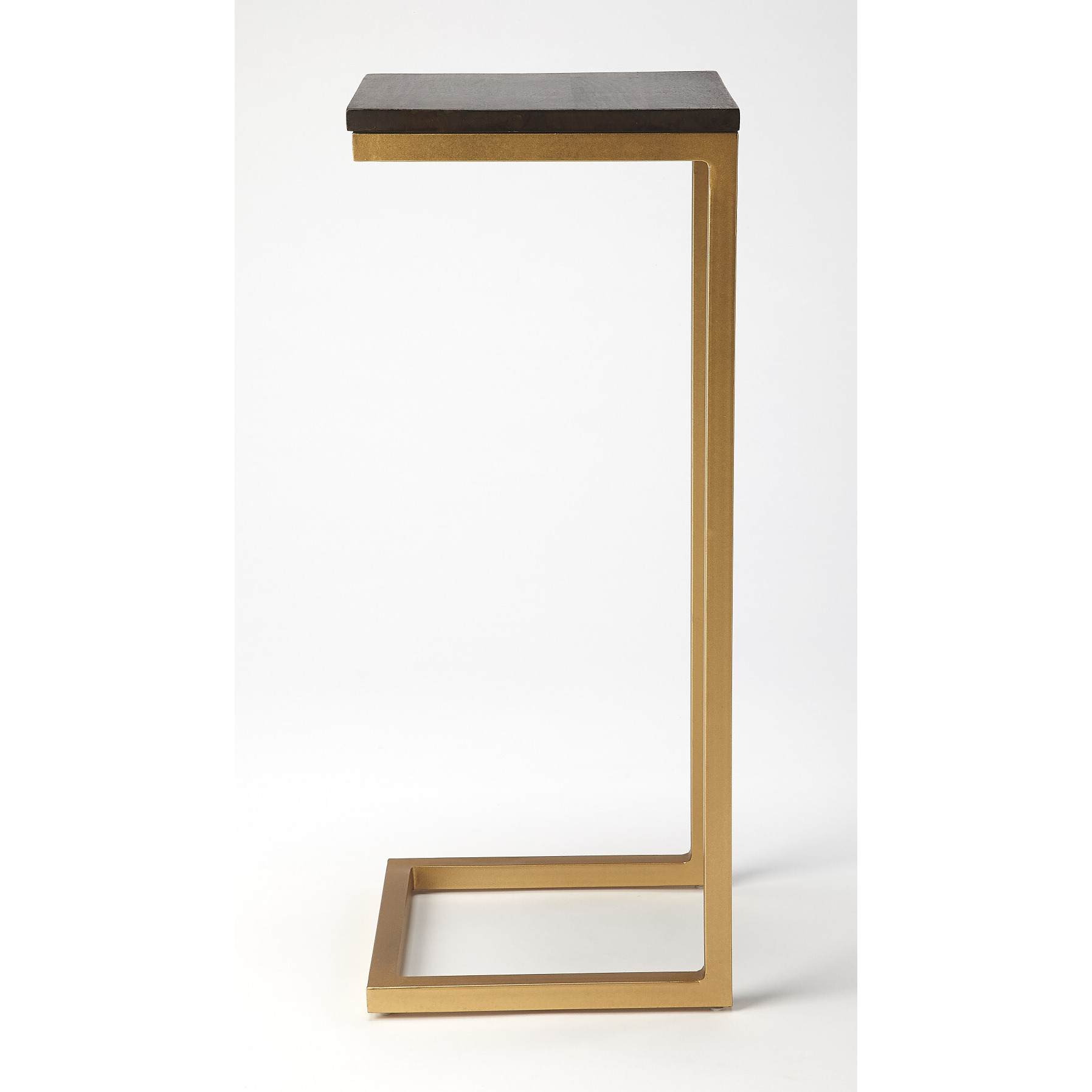 26"" Gold Solid Wood Rectangular End Table