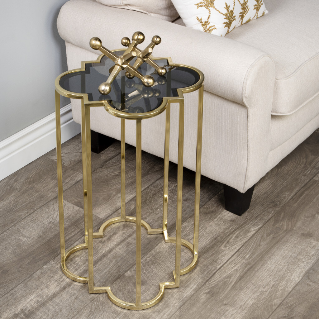 24"" Gold And Black Glass Free Form End Table
