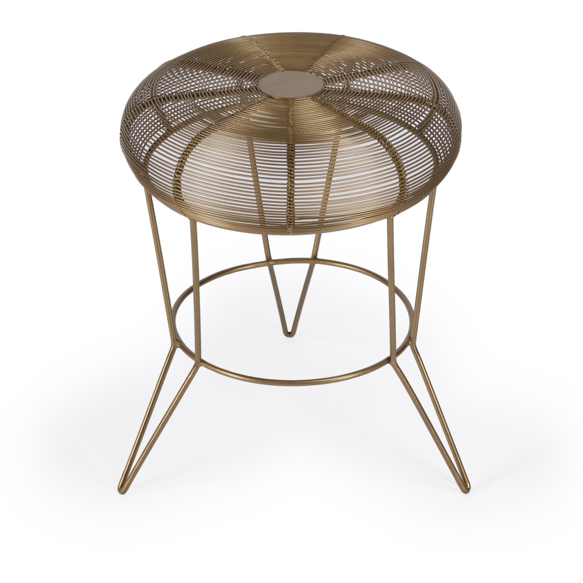 18"" Antique Gold Iron Round End Table