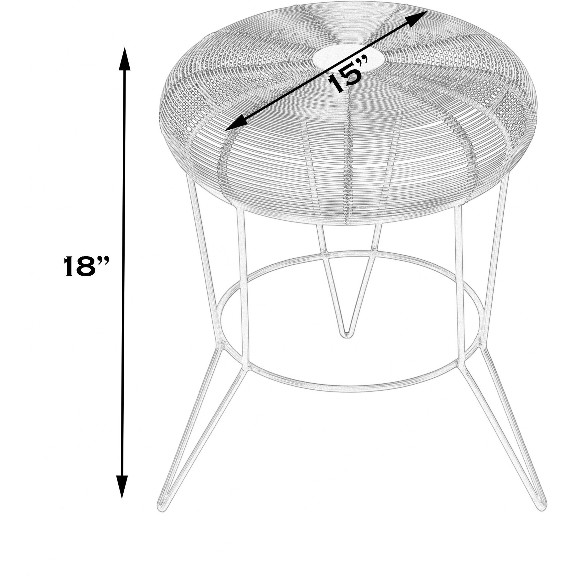 18"" Antique Gold Iron Round End Table