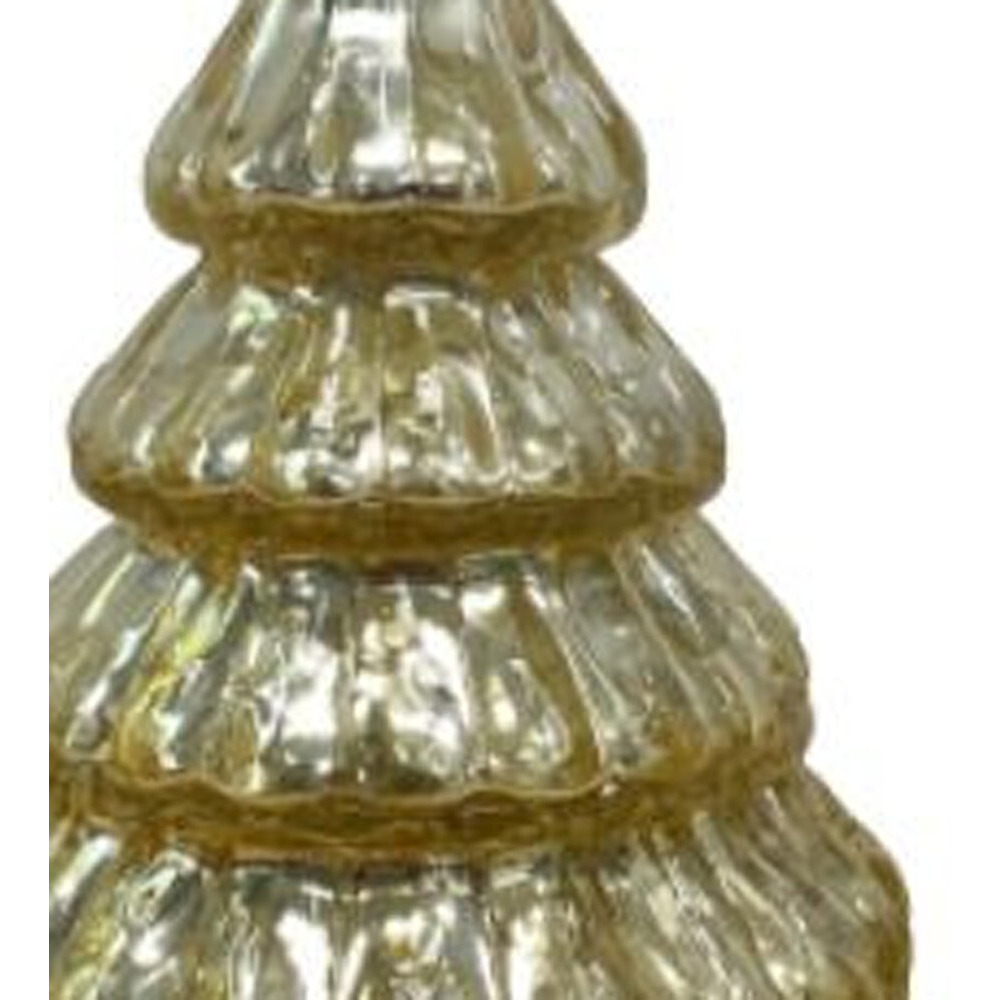 7"" Embossed Gold Glass Christmas Tree Sculpture
