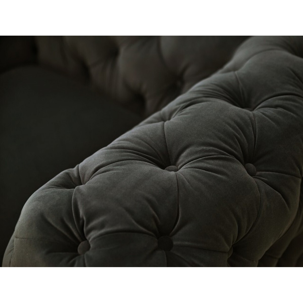 74"" Dark Grey Gold Velour Chesterfield Love Seat