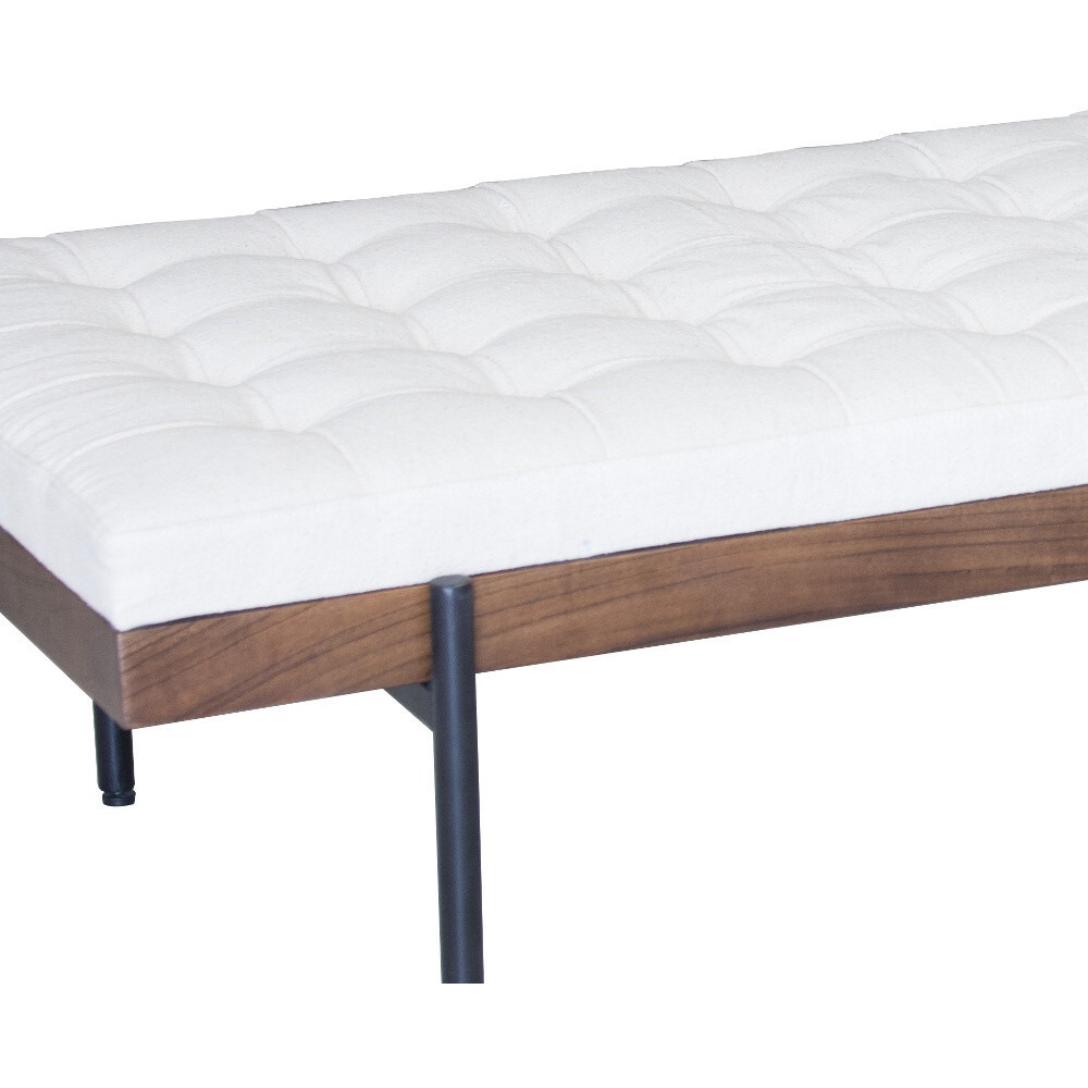 72"" Ivory And Black Upholstered Bench Daybed