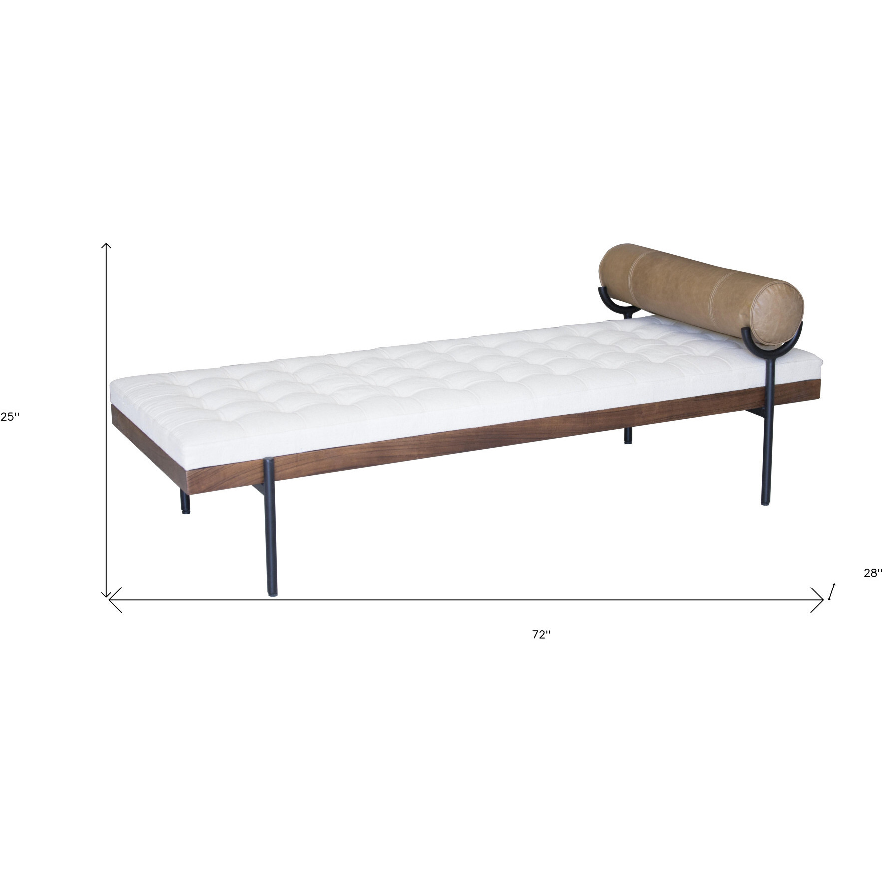 72"" Ivory And Black Upholstered Bench Daybed