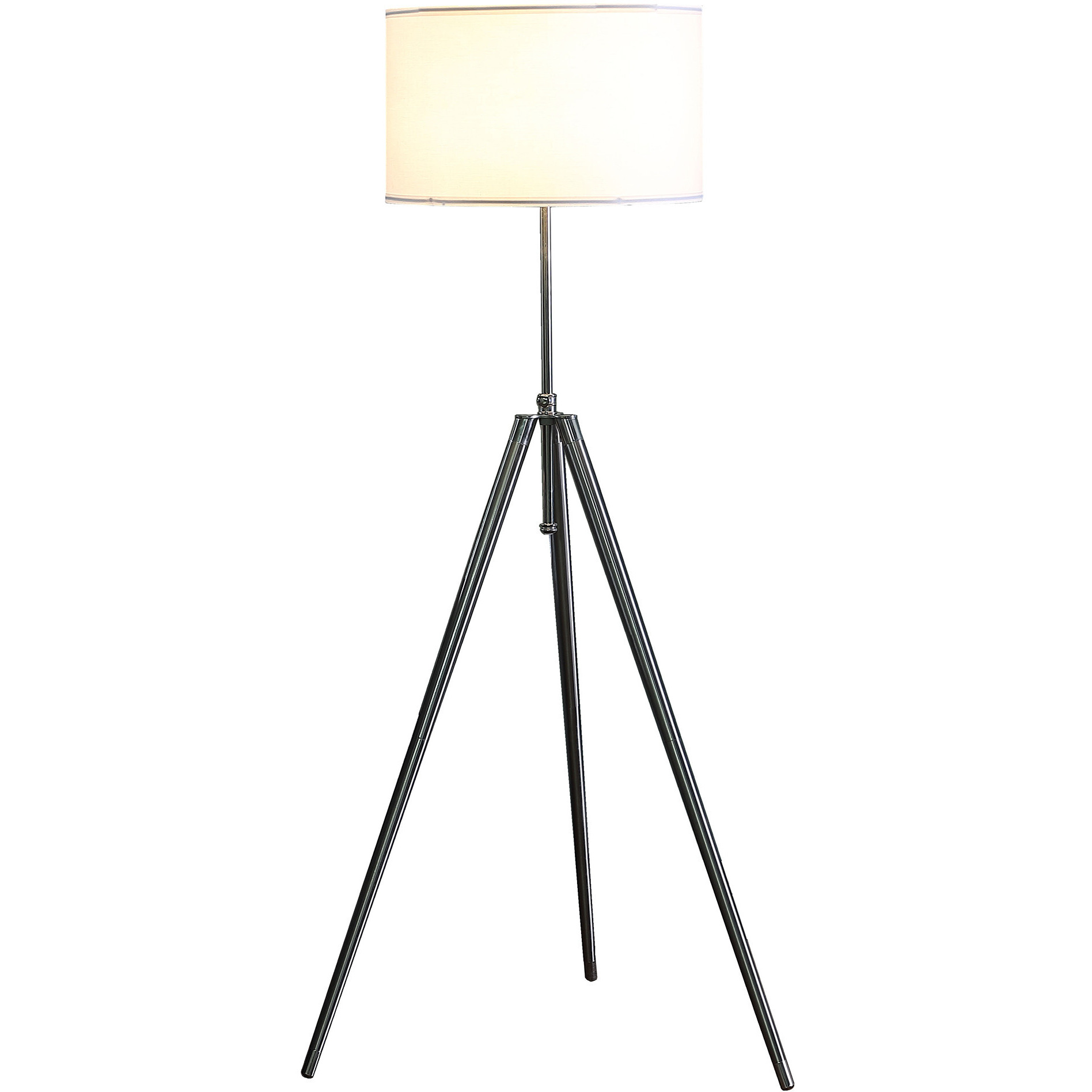 64"" Chrome Adjustable Tripod Floor Lamp With White Shade