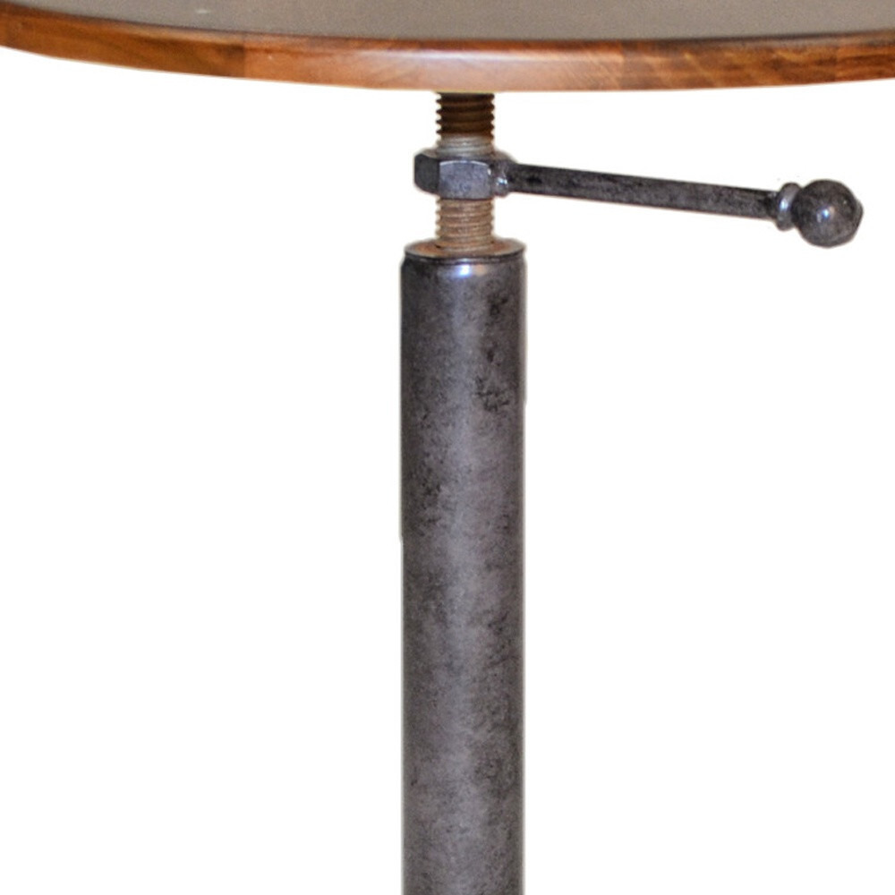 22"" Industrial And Chestnut Solid Wood Round End Table