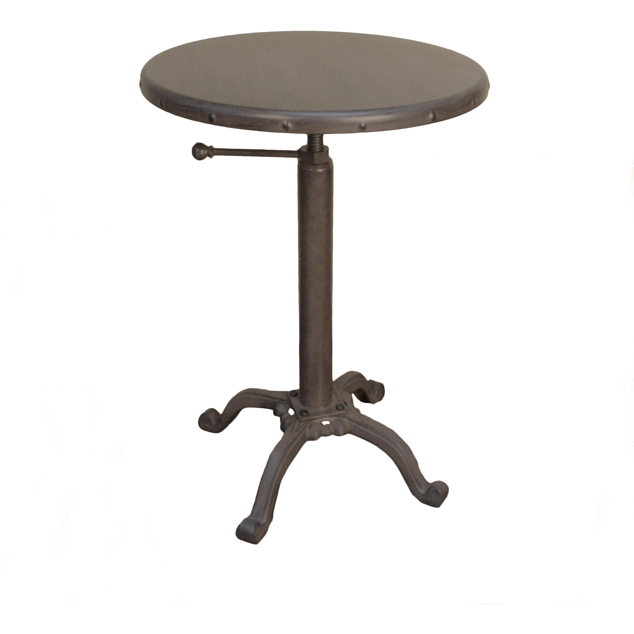 22"" Industrial And Inustrial Iron Round End Table