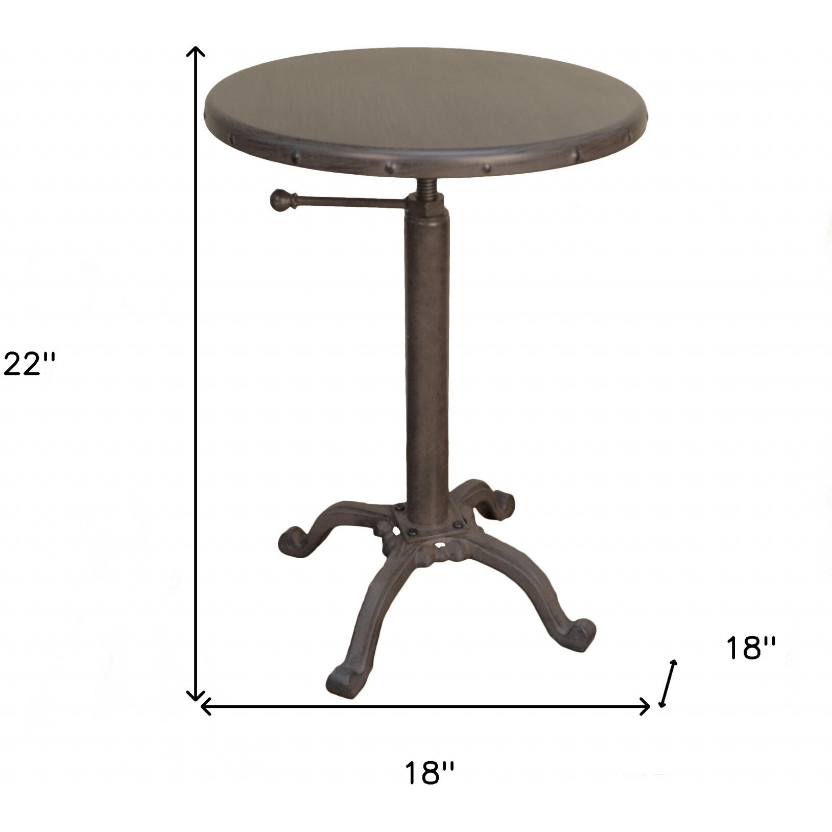 22"" Industrial And Inustrial Iron Round End Table