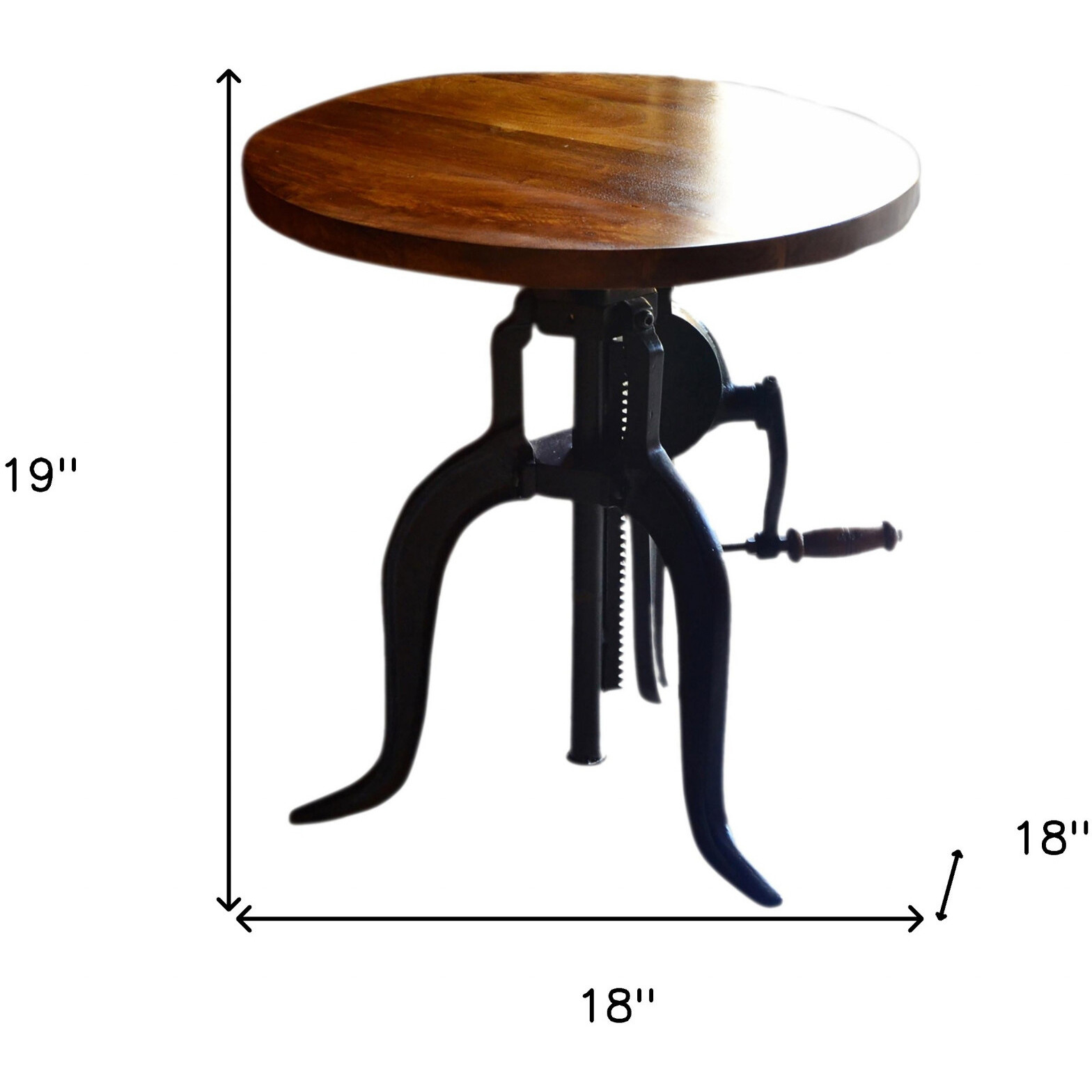 19"" Black And Chestnut Solid Wood Round End Table