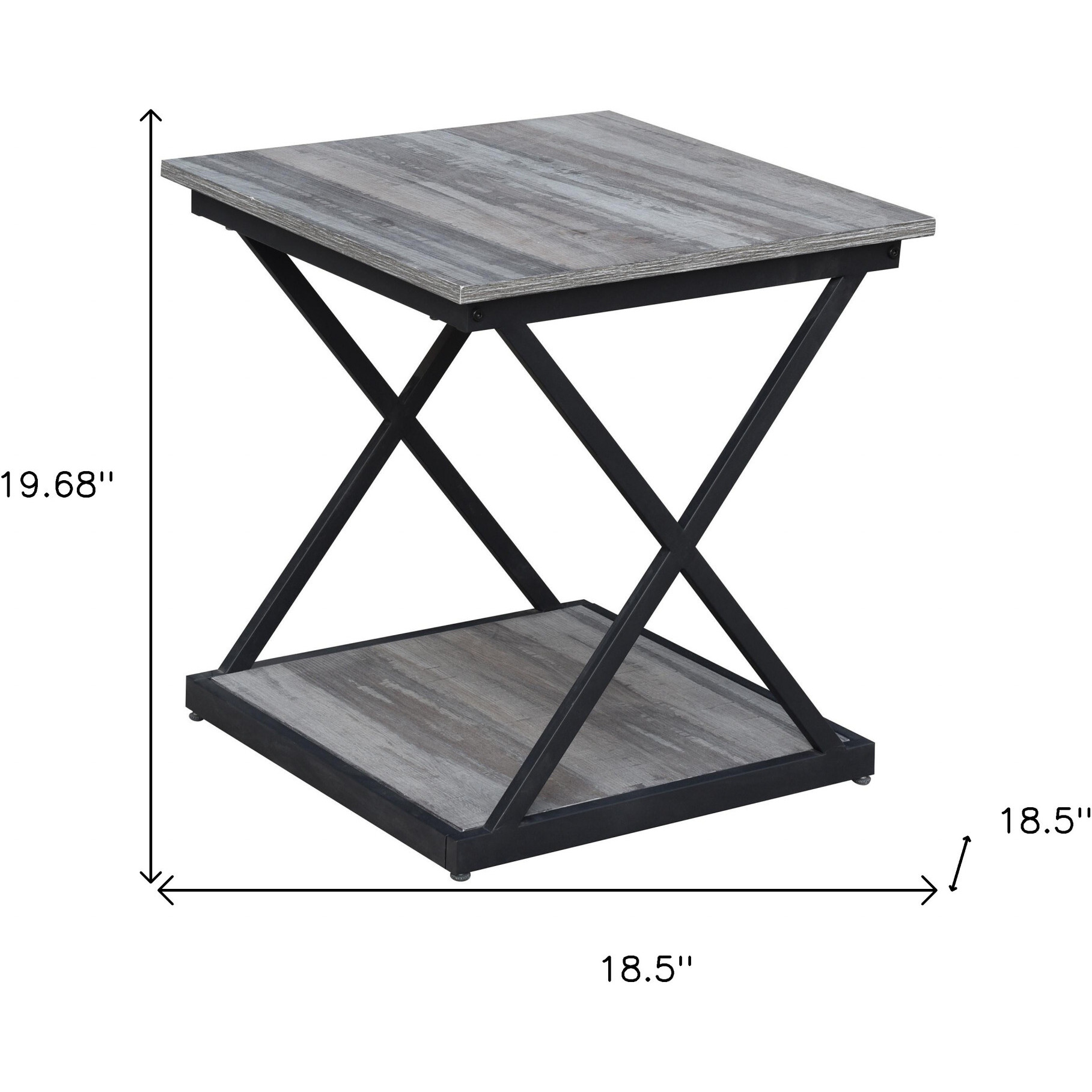 20"" Black And Brown Manufactured Wood Square End Table