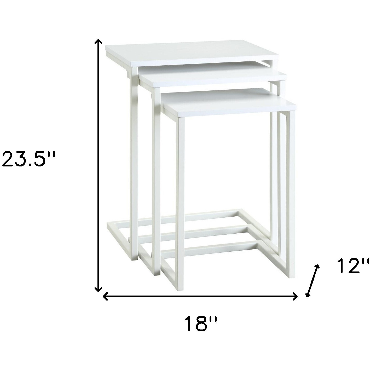 24"" White Solid Wood Rectangular End Table