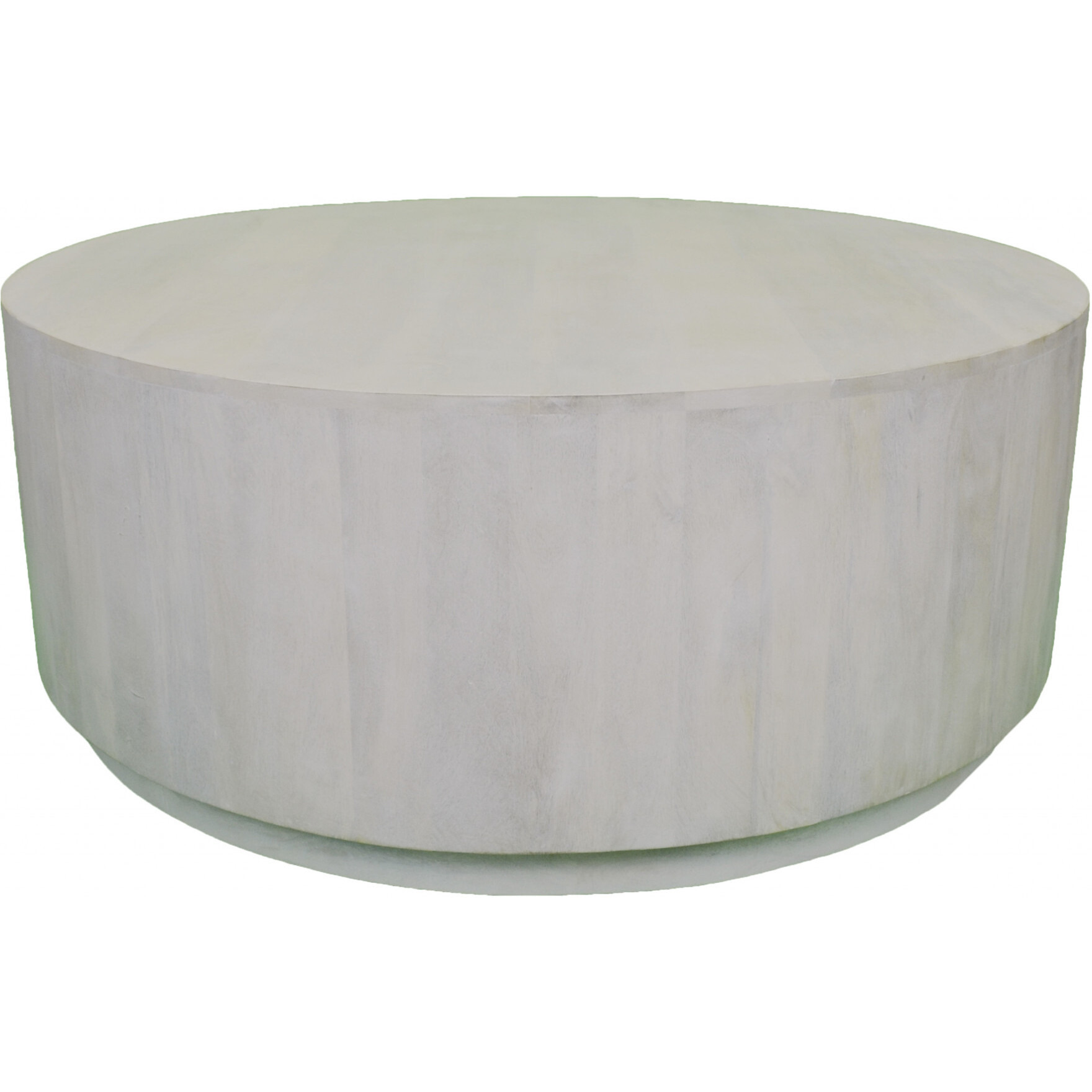 42"" Rustic White Solid Wood Round Distressed Coffee Table