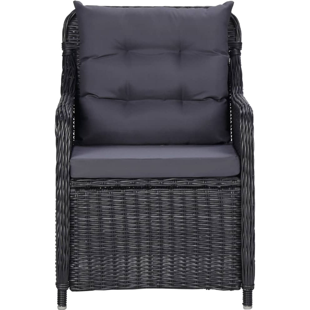 Vidaxl Patio Chairs 2 Pcs With Cushions Poly Rattan Black