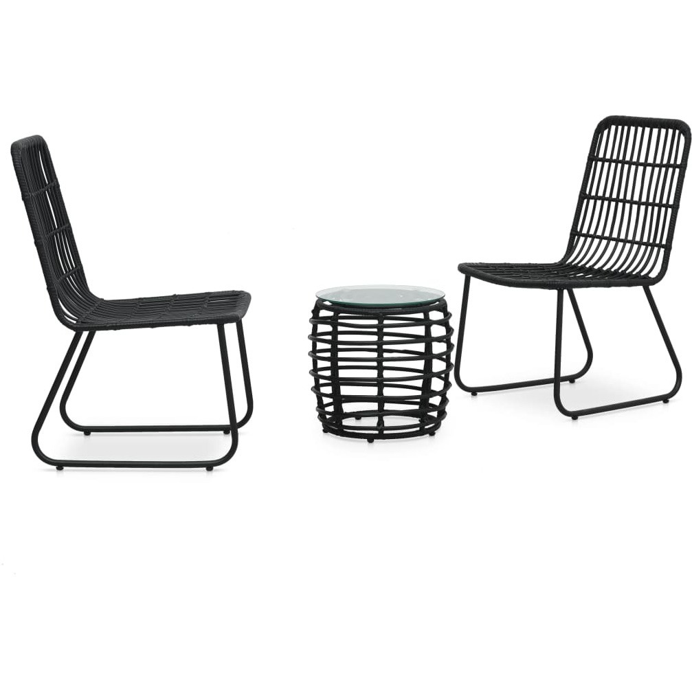 Vidaxl 3 Piece Bistro Set Poly Rattan Black