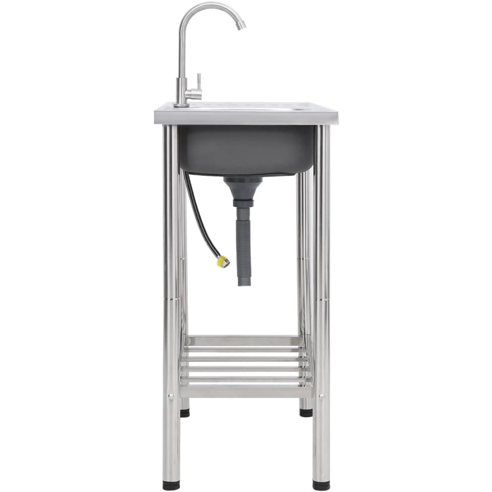 Vidaxl Camping Sink Single Basin With Tap Stainless Steel