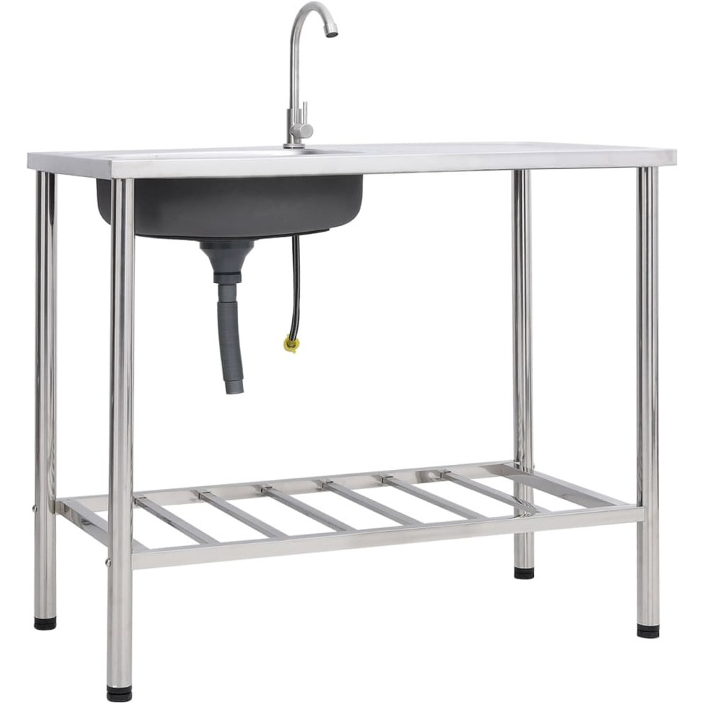 Vidaxl Camping Sink Single Basin With Tap Stainless Steel