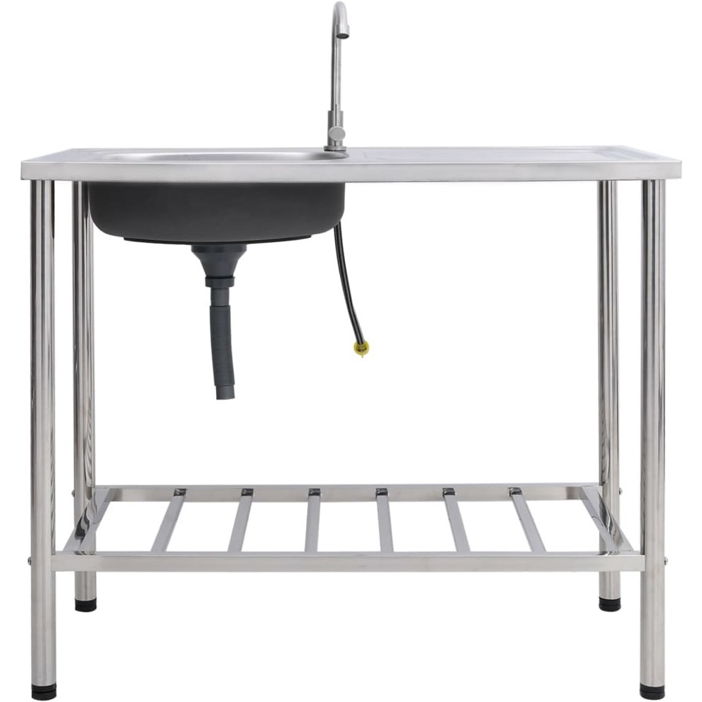 Vidaxl Camping Sink Single Basin With Tap Stainless Steel