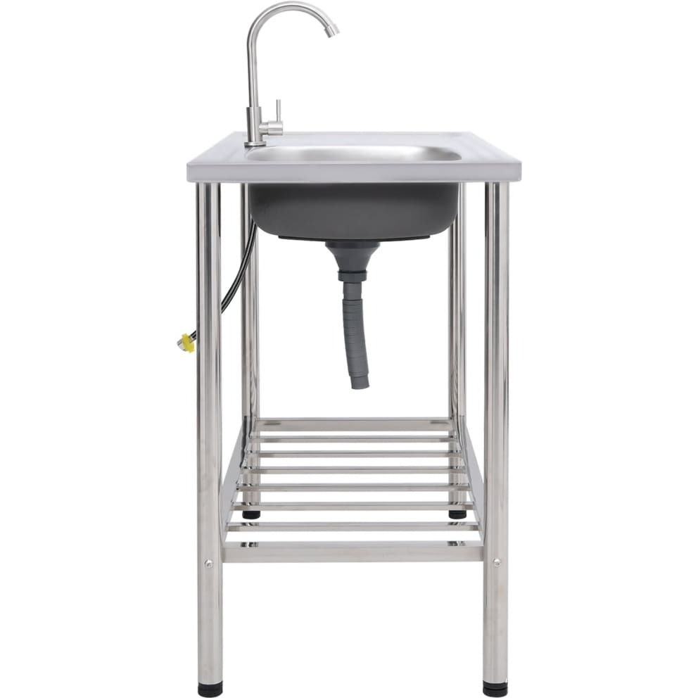 Vidaxl Camping Sink Single Basin With Tap Stainless Steel