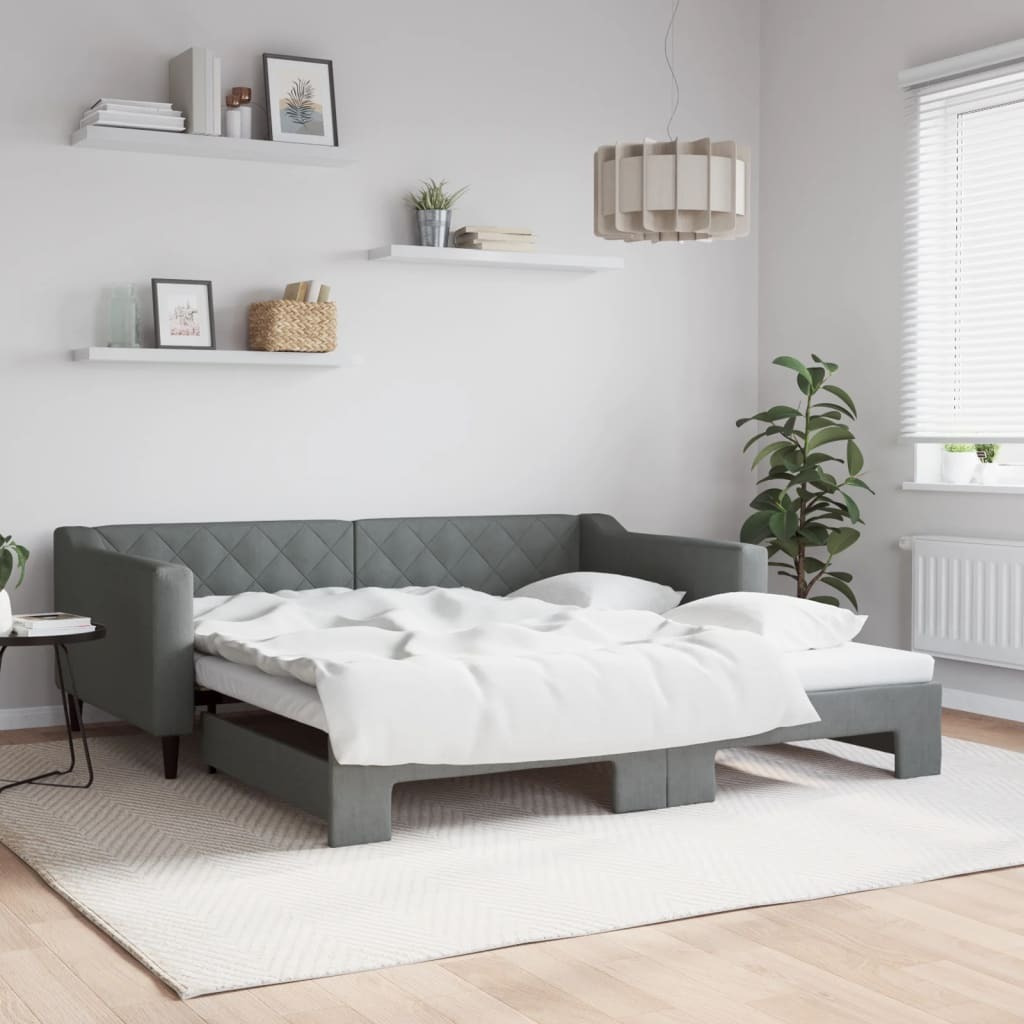 Vidaxl Daybed With Trundle Dark Gray 39.4"&quotX74.8"" Fabric