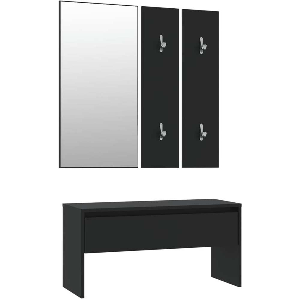 Vidaxl Hallway Furniture Set Black Engineered Wood
