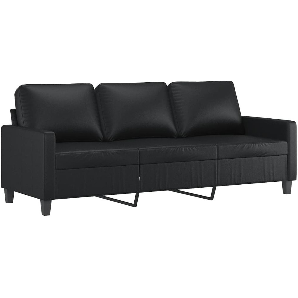 Vidaxl 3-Seater Sofa Black 70.9"" Faux Leather