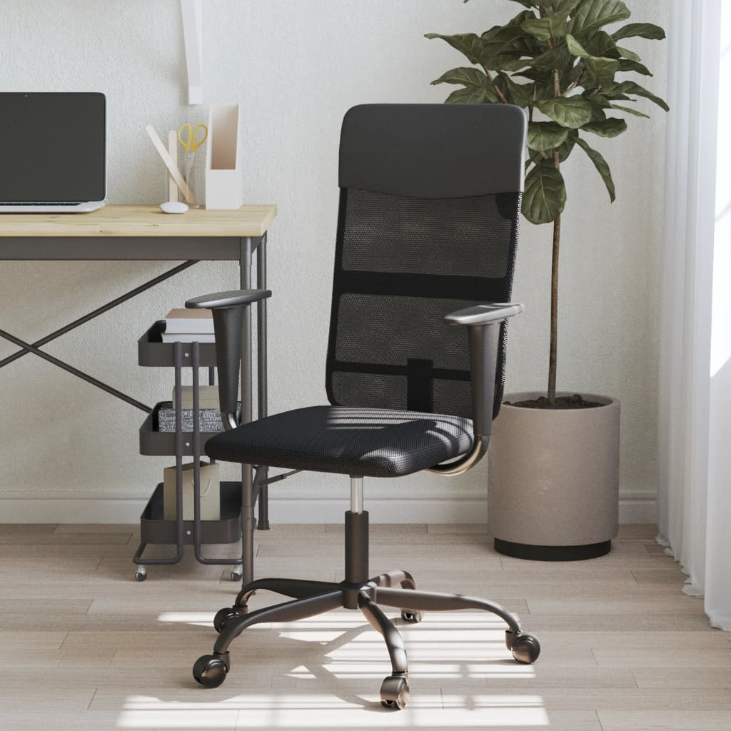 Vidaxl Office Chair Black Mesh Fabric And Faux Leather