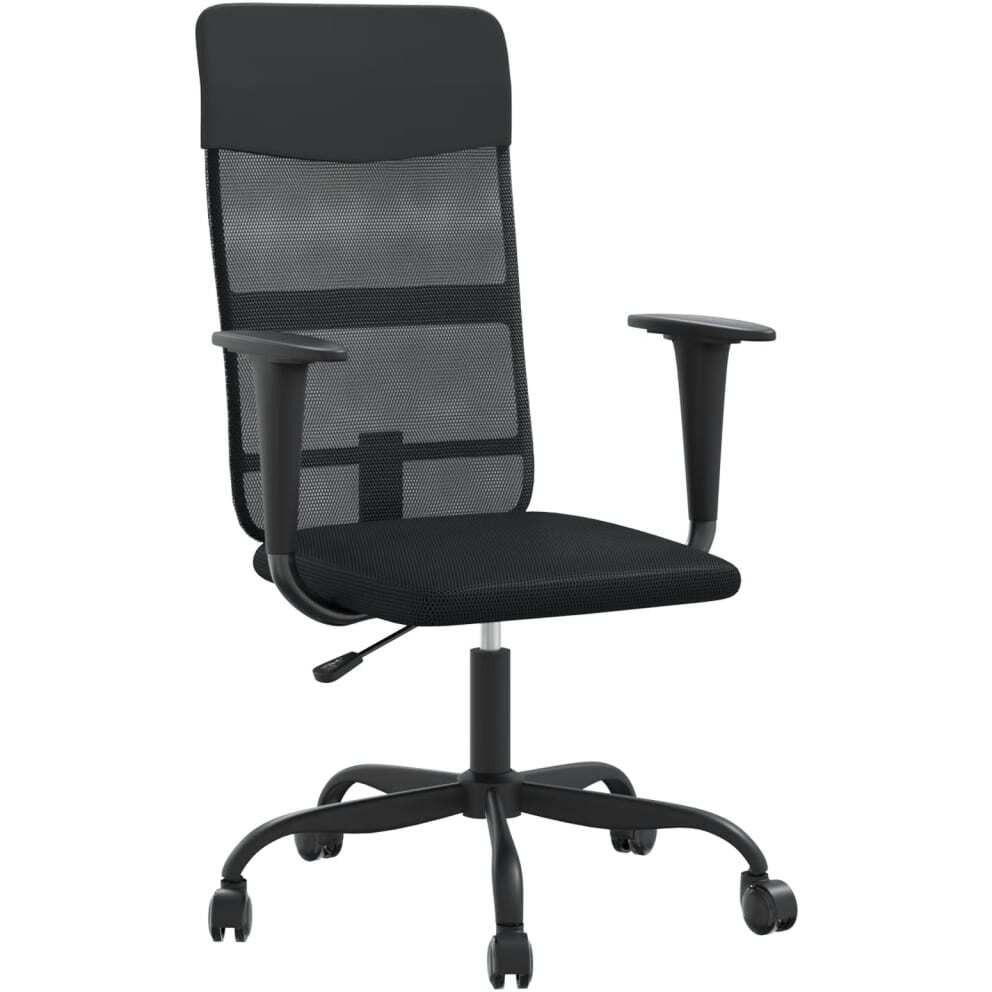 Vidaxl Office Chair Black Mesh Fabric And Faux Leather