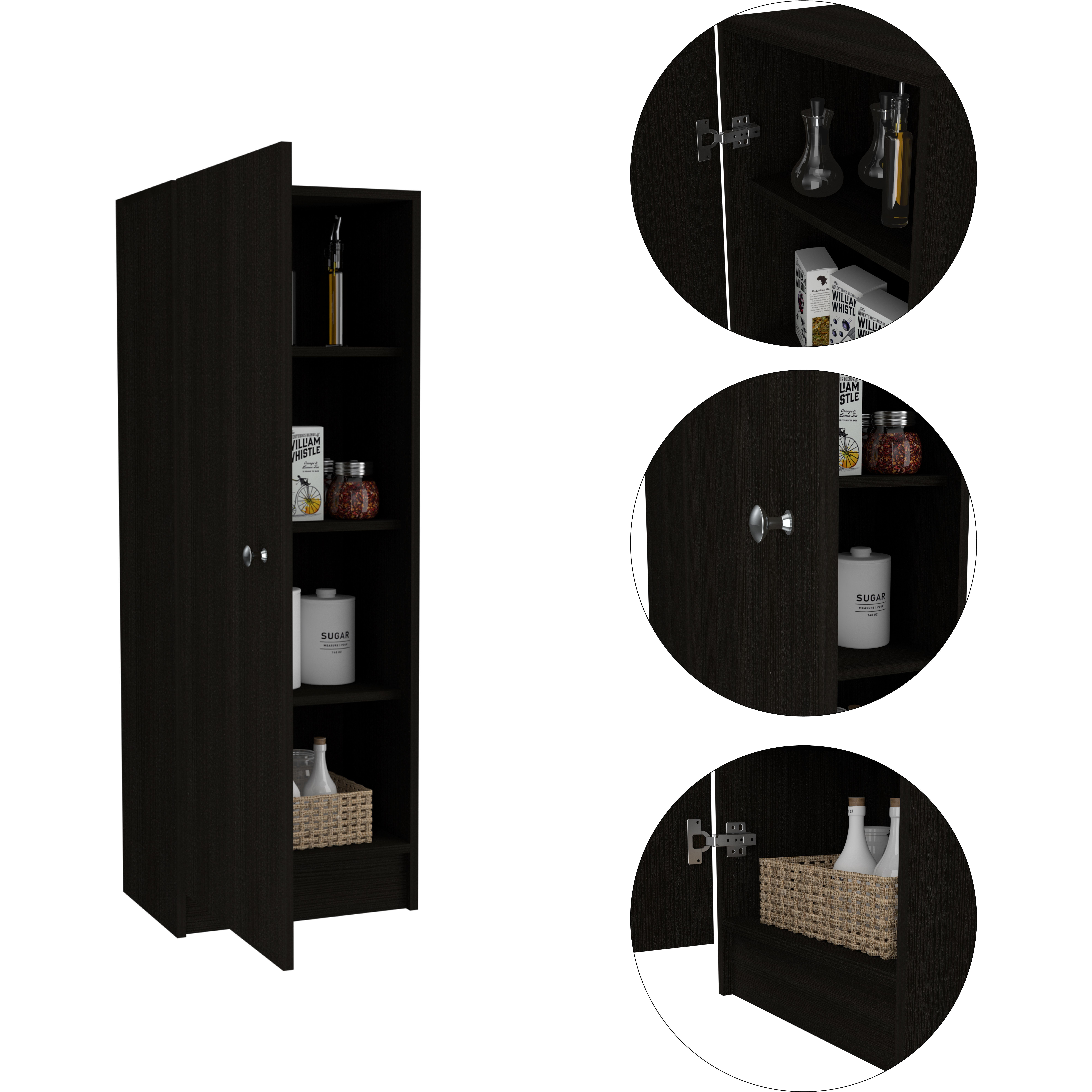 Richmond Rectangle Pantry Cabinet Black Wengue(D0102H76X5J)