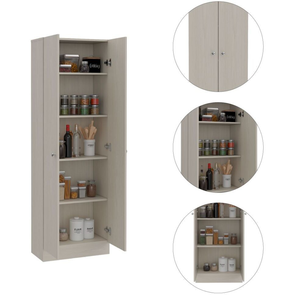 Buxton Rectangle 2-Door Storage Tall Cabinet White Washed Oak(D0102H76Xw8)