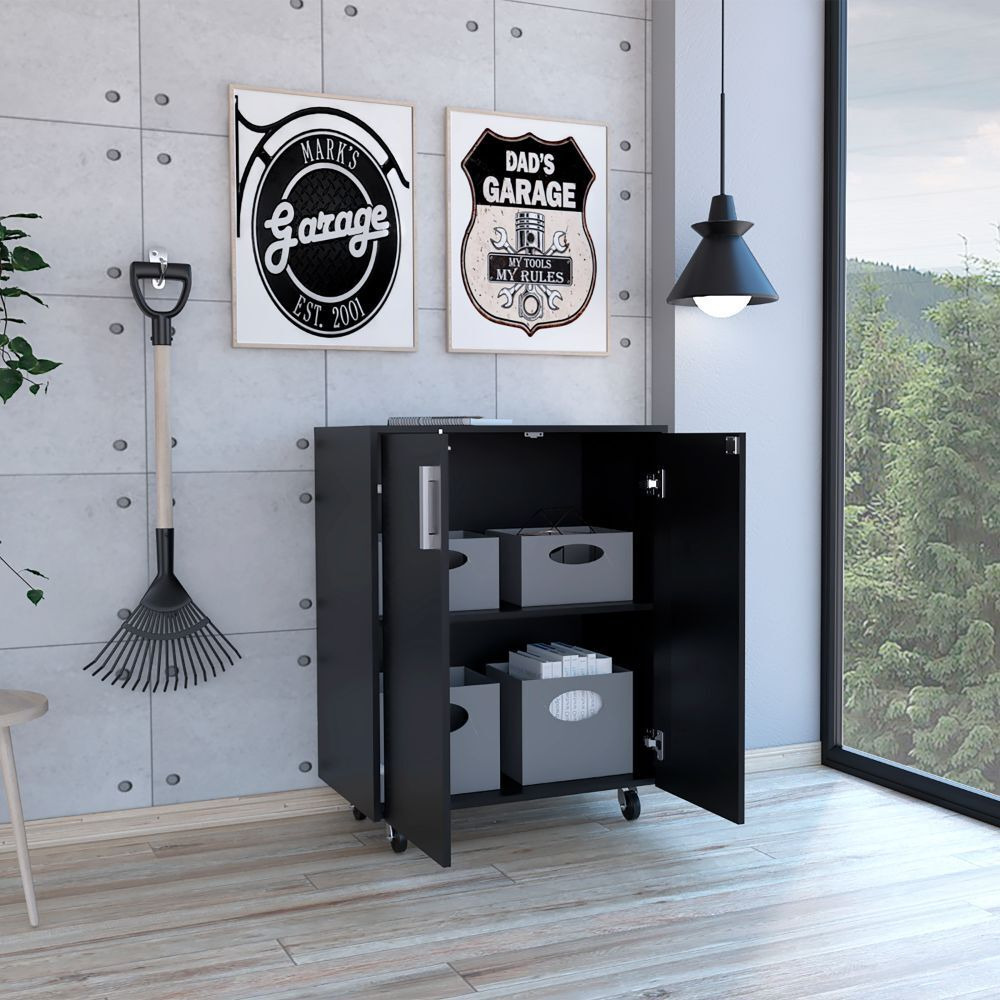 Southrock Rectangle Storage Cabinet Base Black Wengue(D0102H76X6P)