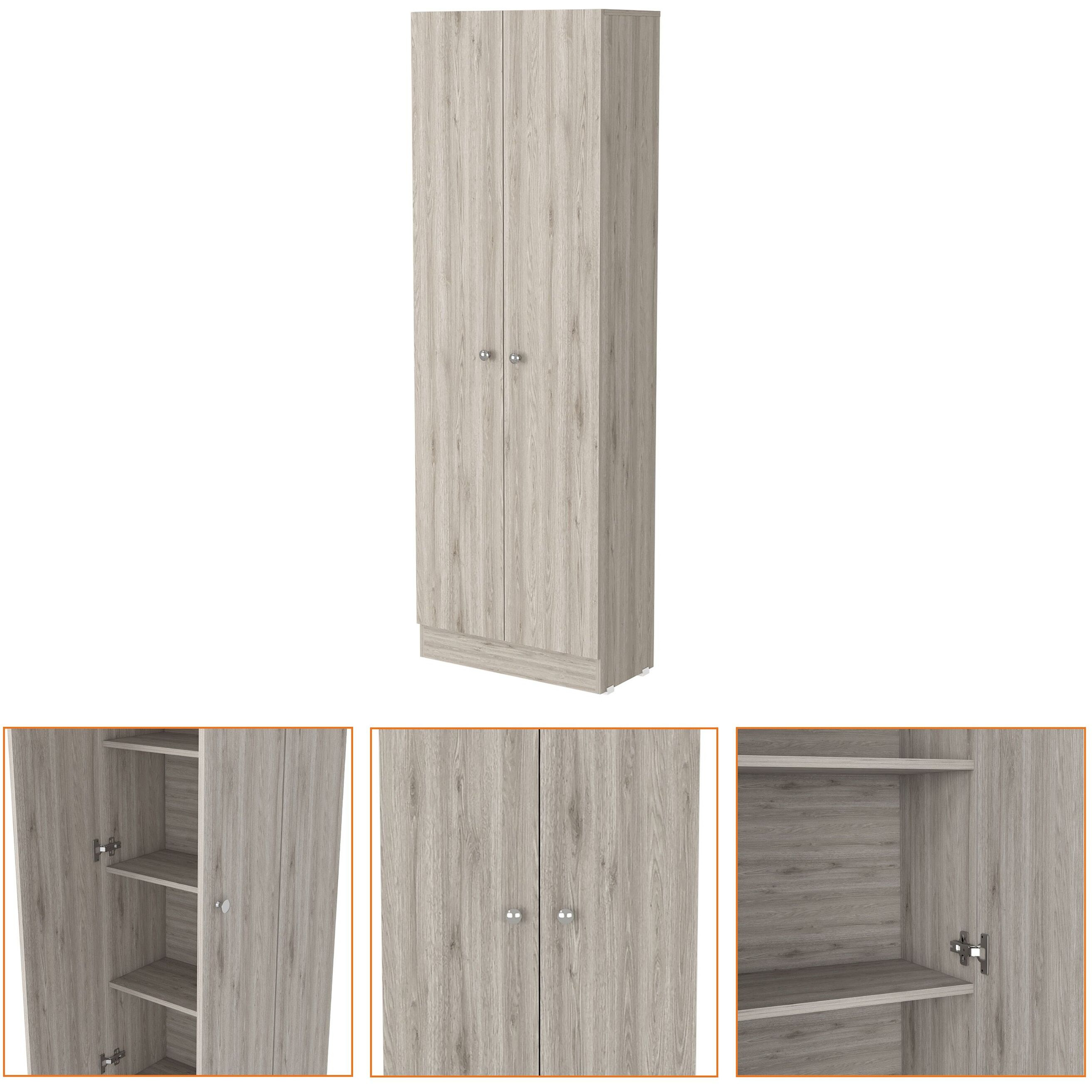 Buxton Rectangle 2-Door Storage Tall Cabinet Light Grey(D0102H767Q2)