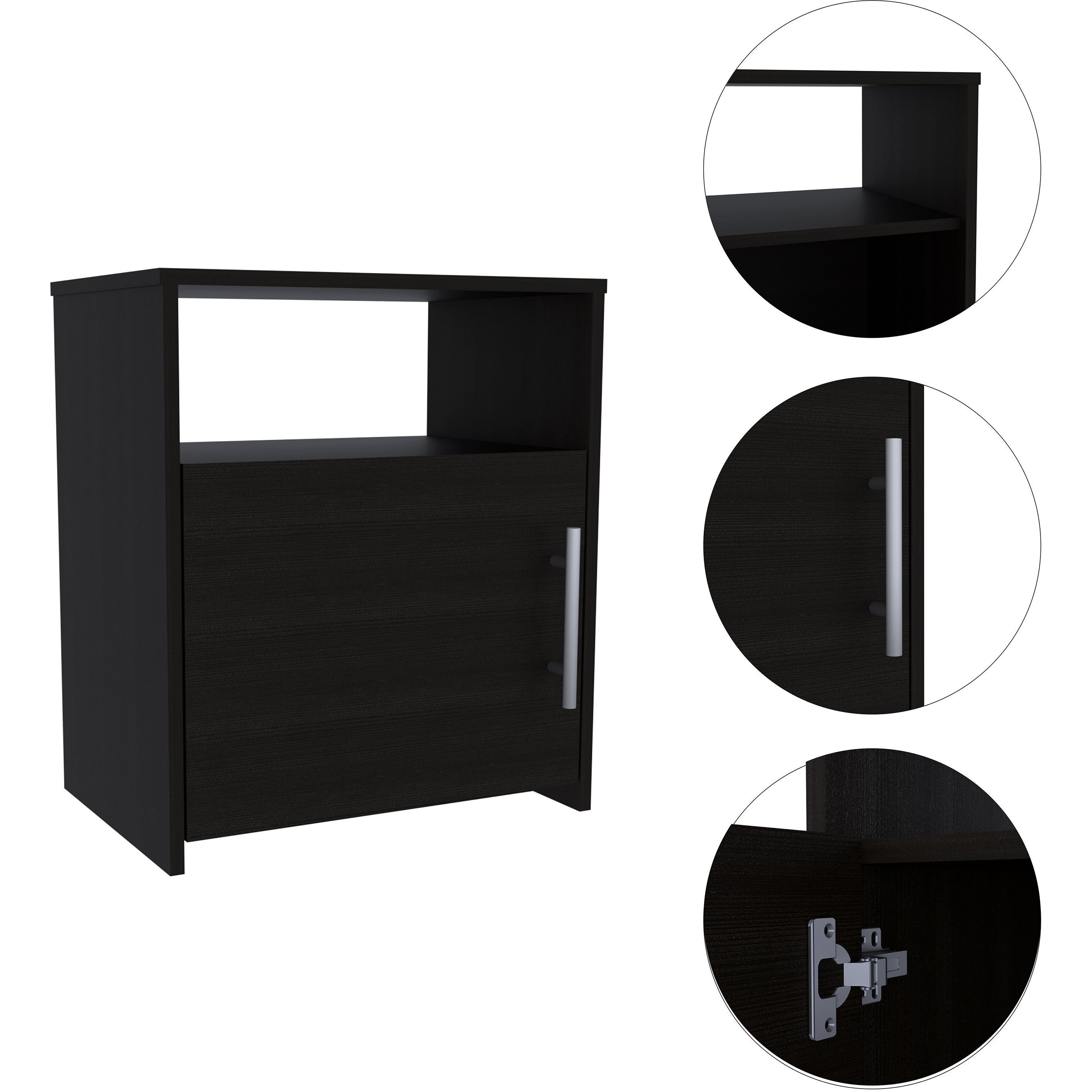 Florian 1-Shelf Nightstand Black Wengue(D0102H76Hdt)
