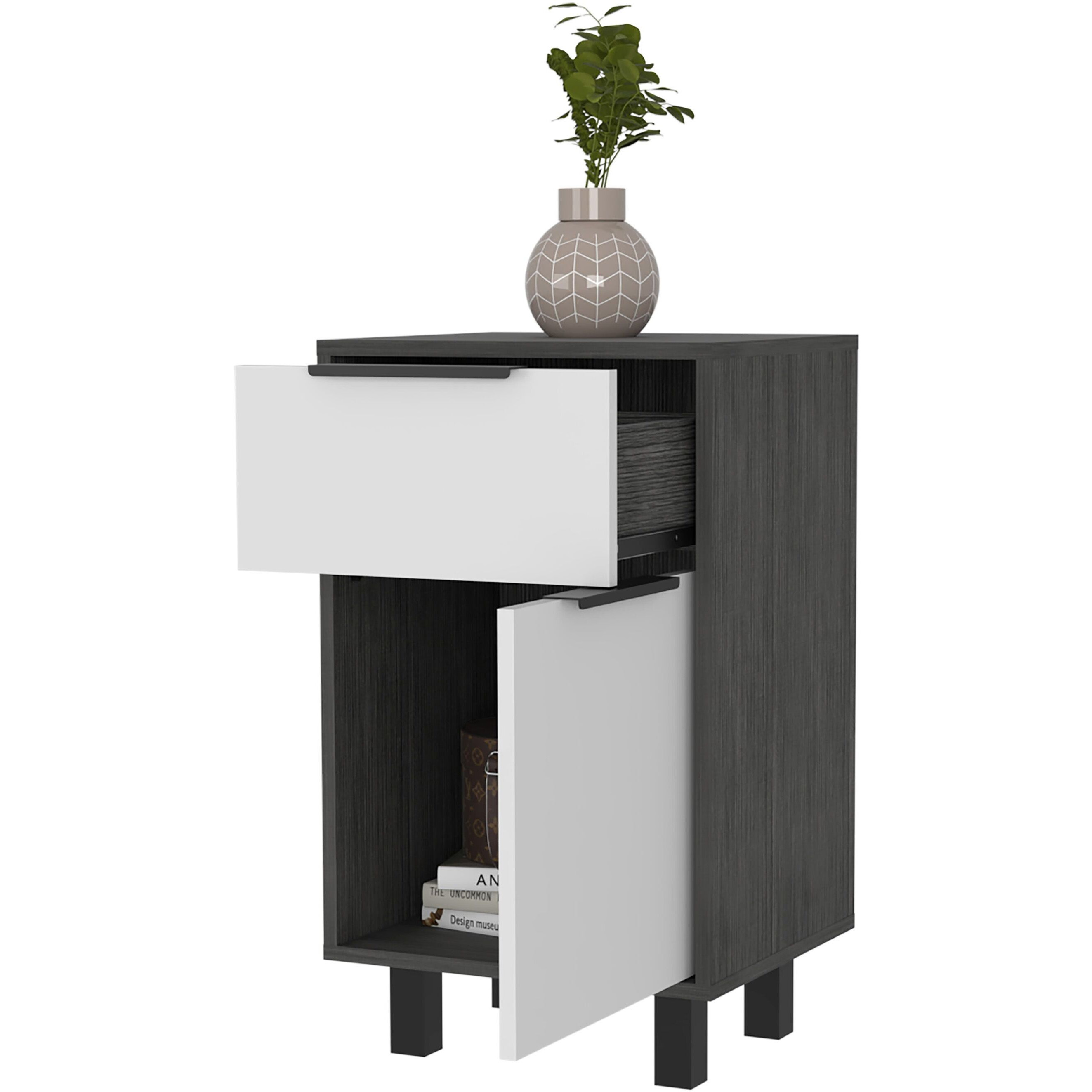 Osbourne 1-Drawer Nightstand Smokey Oak And White(D0102H7673P)