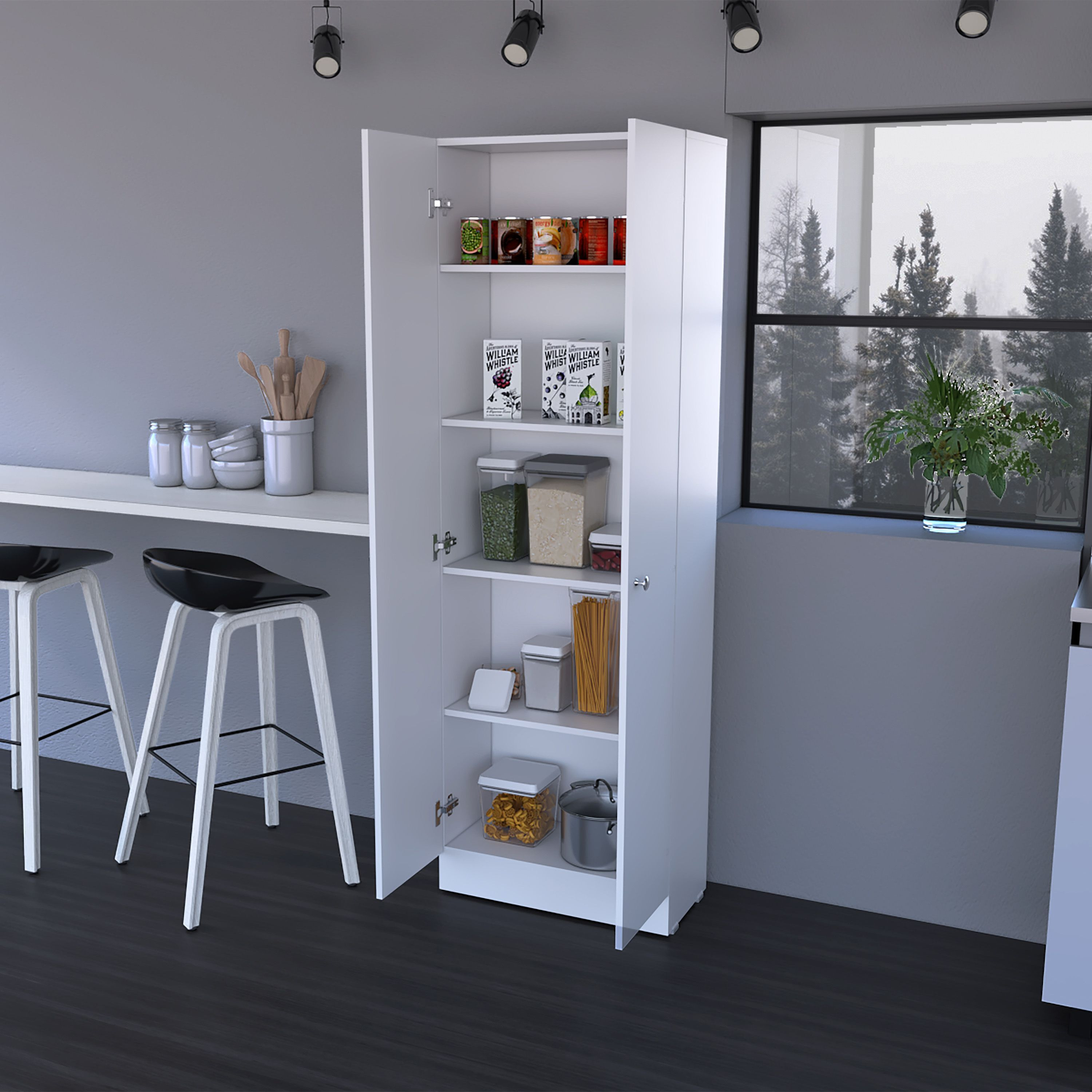 Buxton Rectangle 2-Door Storage Tall Cabinet White(D0102H767Sj)