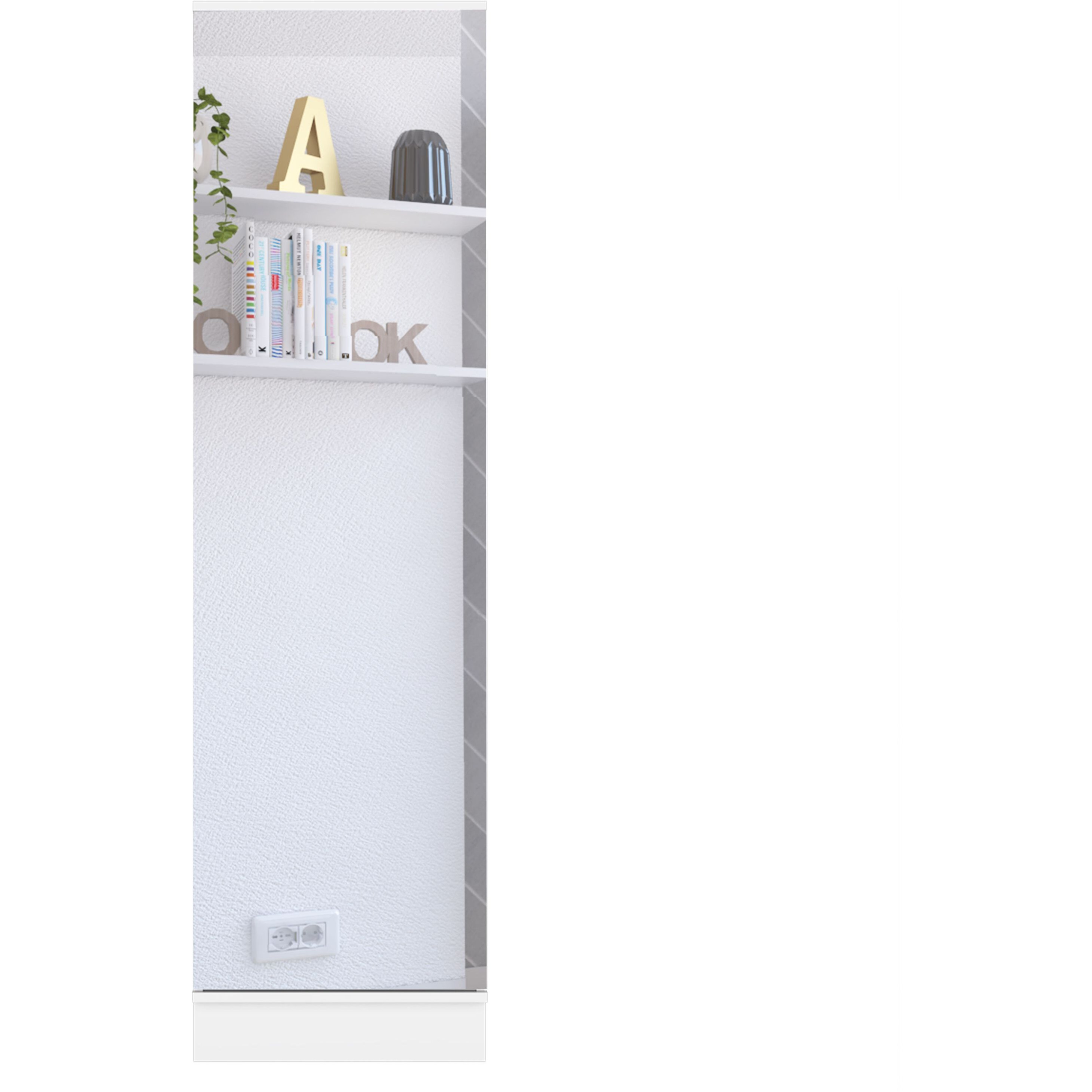 Cassidy Rectangle Tall Shoe Cabinet With Mirror White(D0102H767Gp)